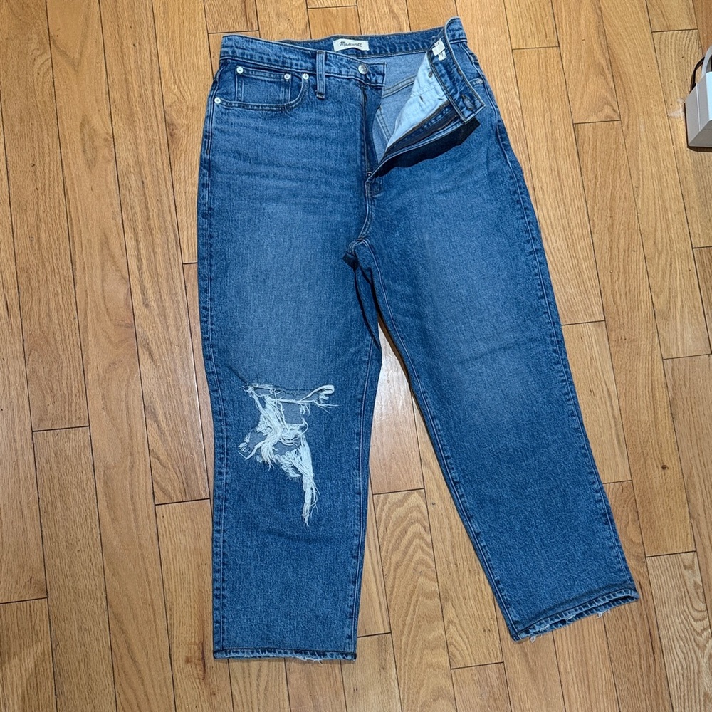 Madewell Relaxed Fit Distressed Blue Jeans